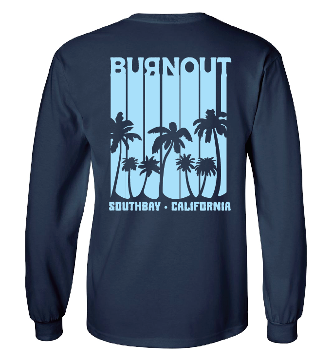 Navy Sparkle Palm Print Burnout T-Shirt