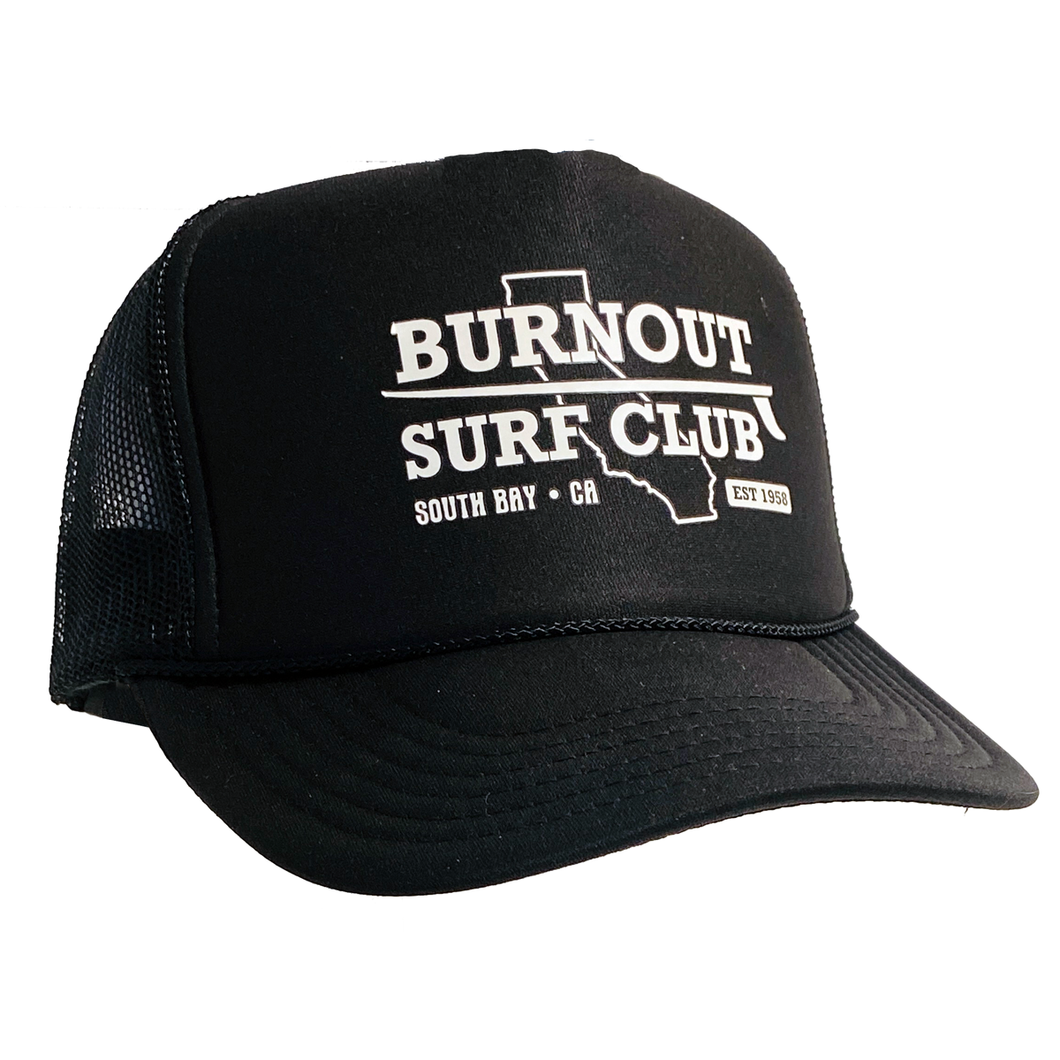 Burnout Surf Club Cap - Black + White