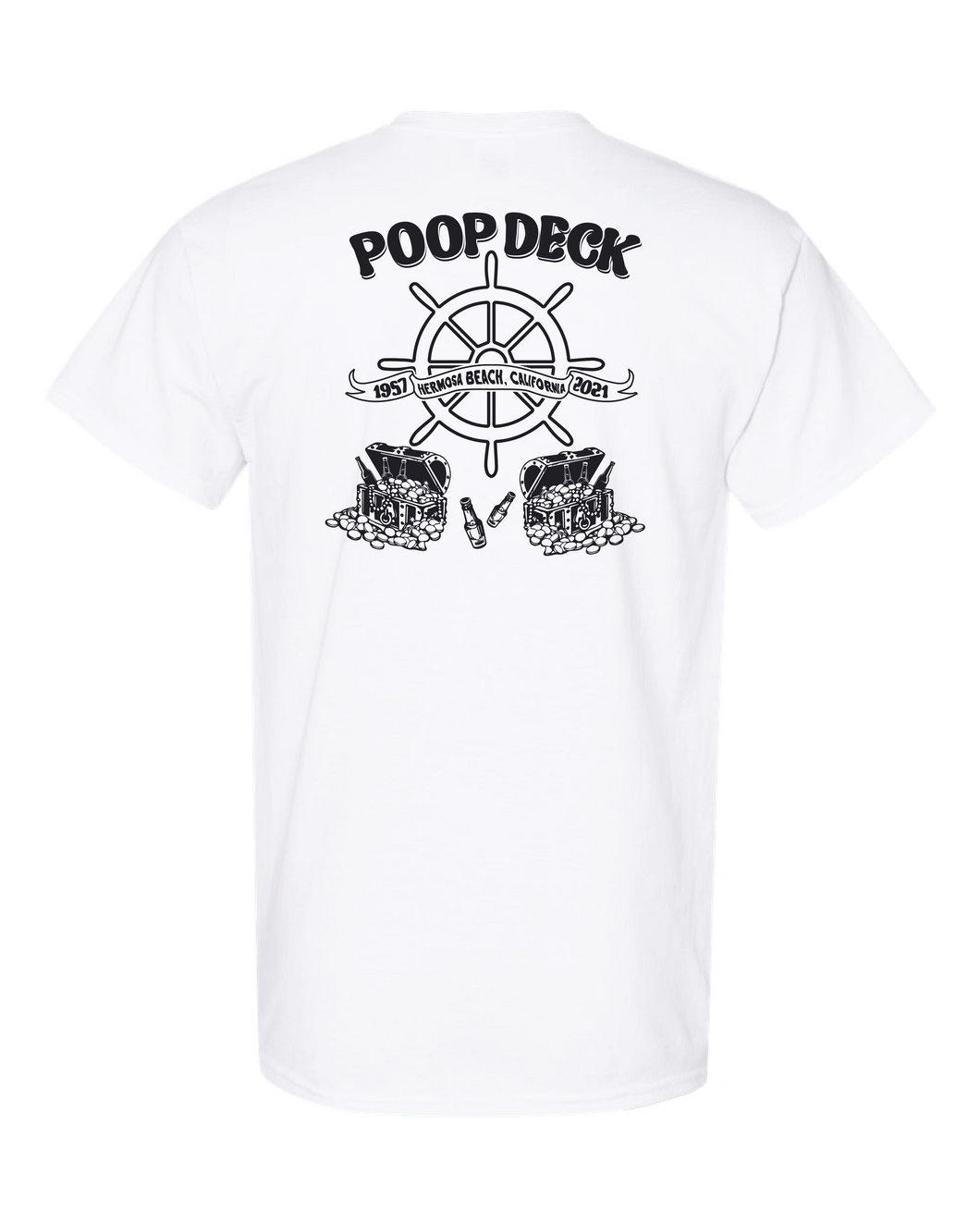 Hermosa Beach's Poop Deck Bar - White Short Sleeve